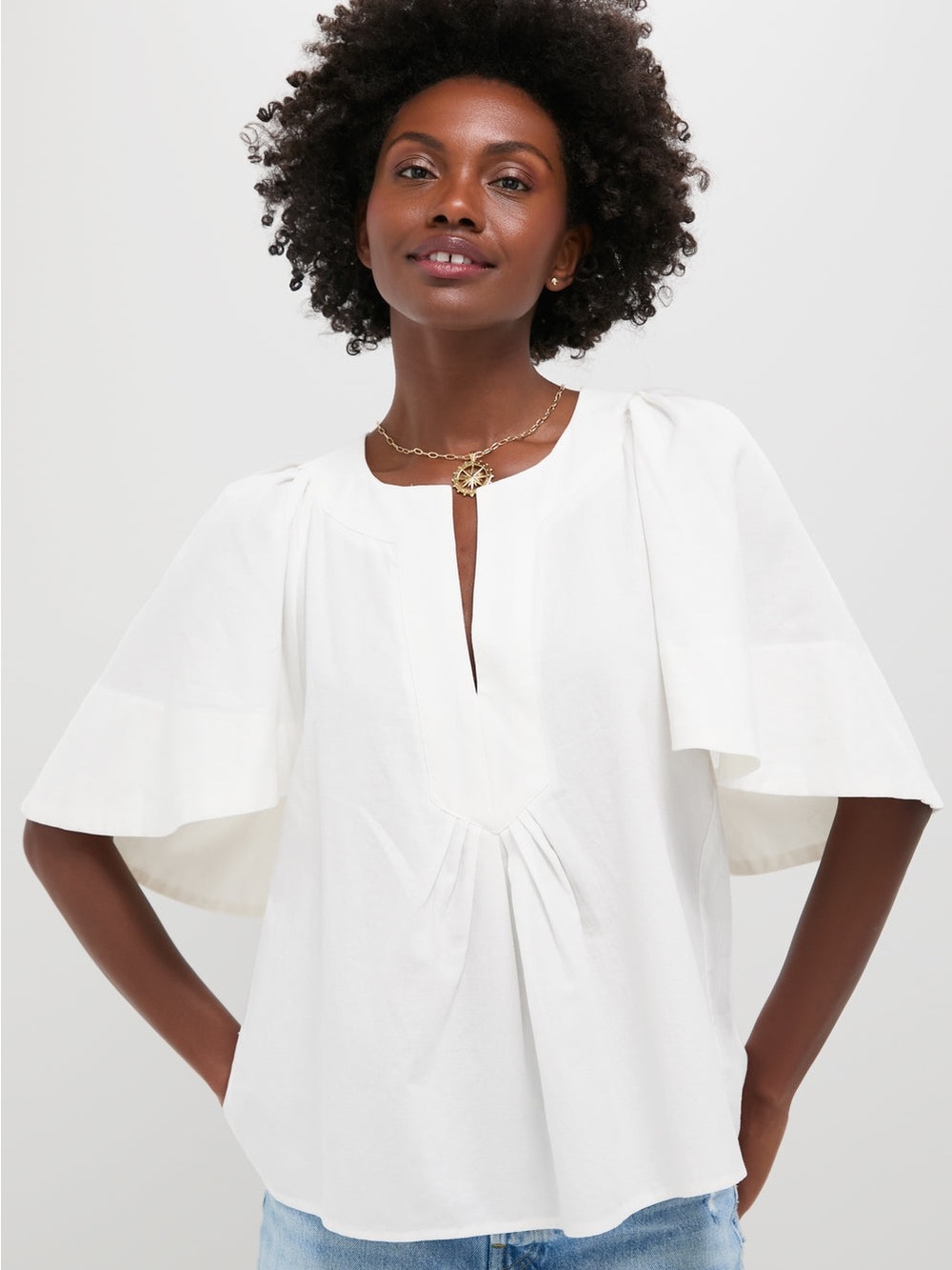 Pomander Place Finley Flutter Sleeve Top White Size Medium